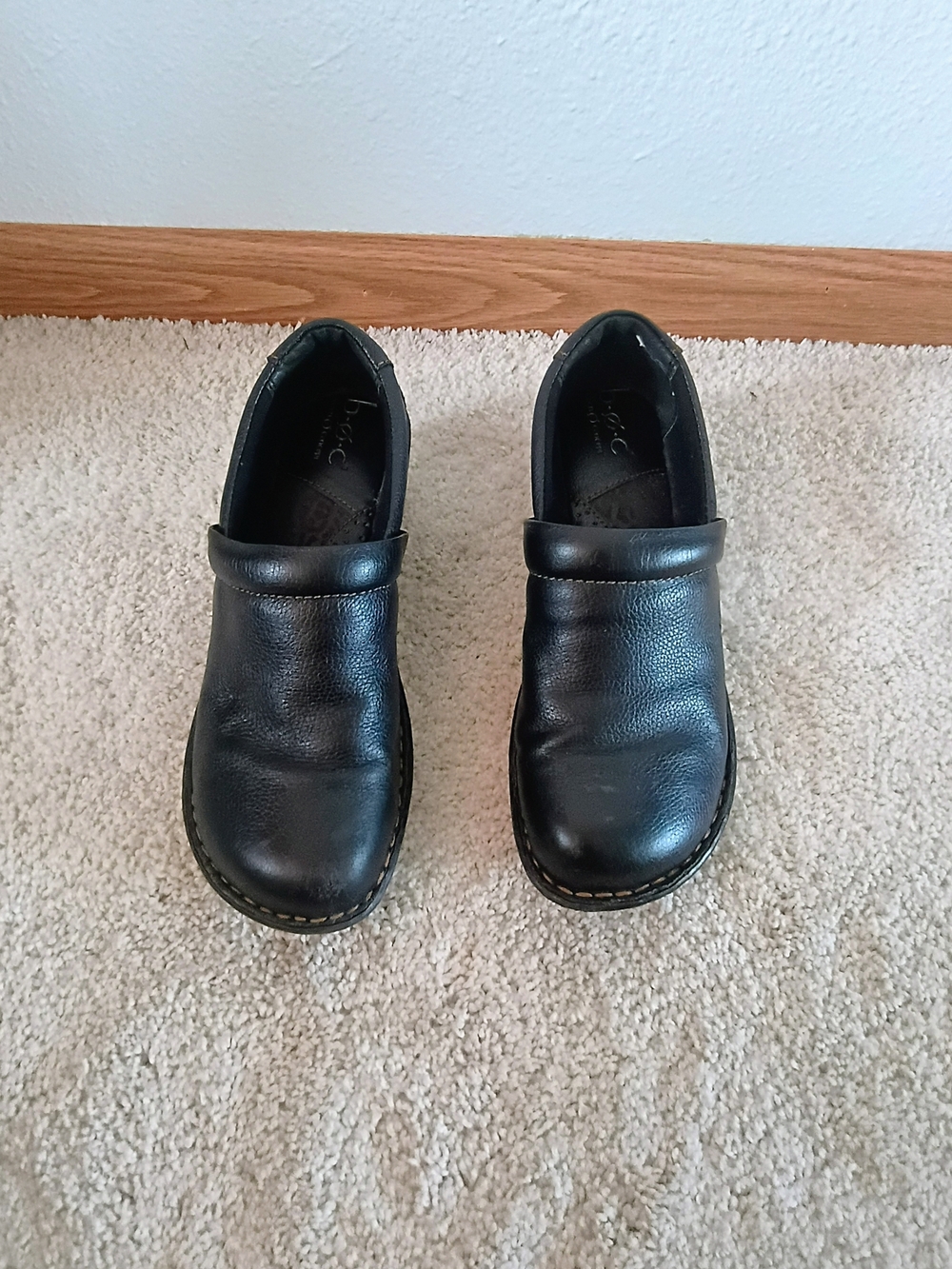 b.o.c. Born Concept Black Leather Mary Jane Clogs Womens 8M Comfort Work Shoes